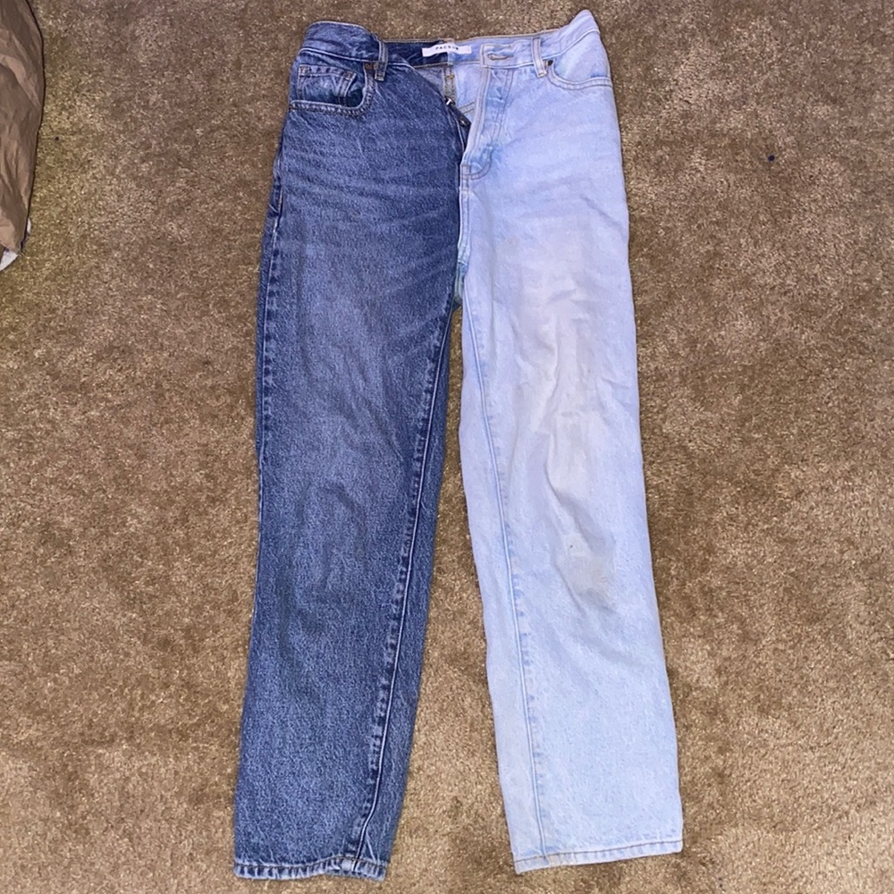pacsun split color jeans, mid waist, boyfriend jean